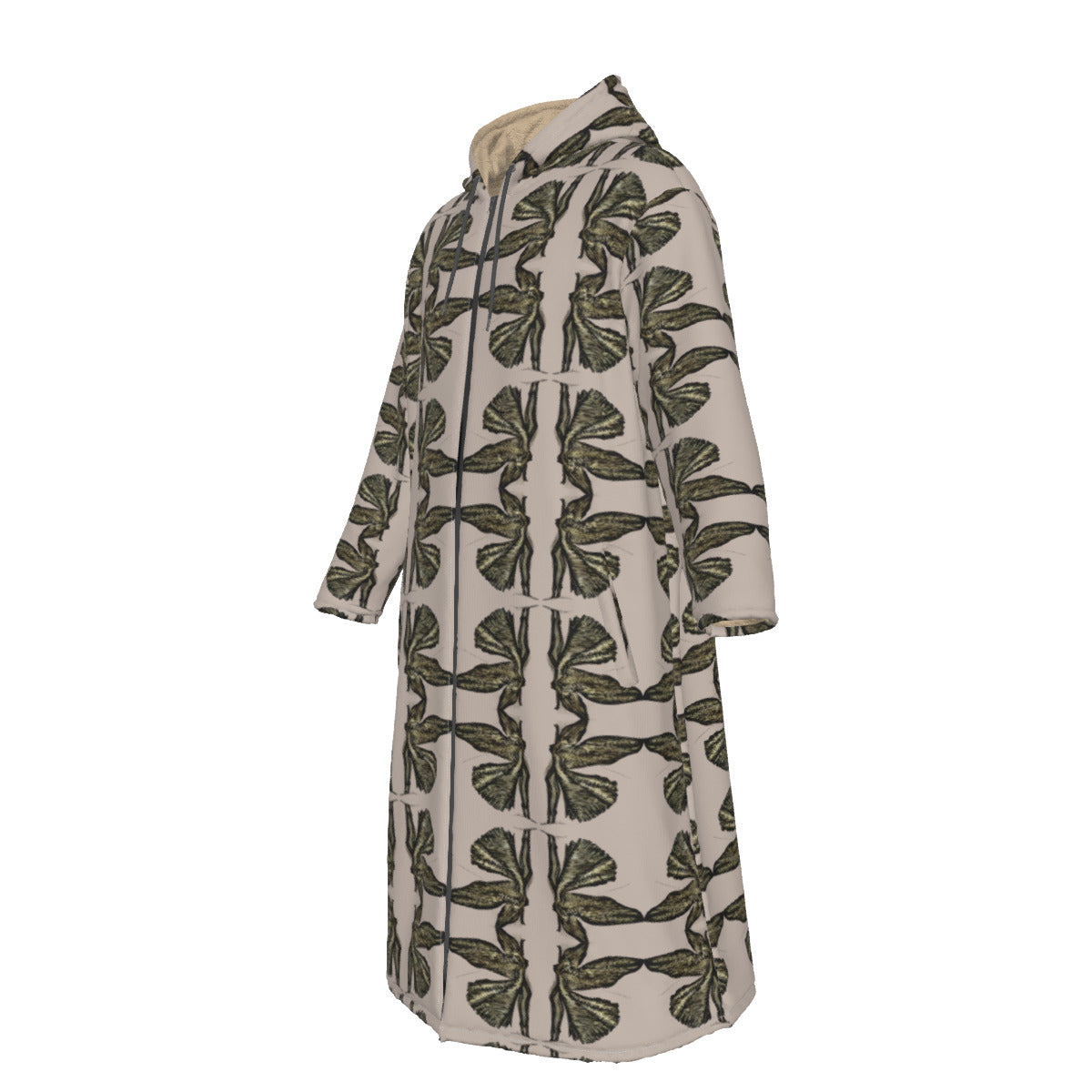 All-Over Print Men's Long Fleece Zip Up Windbreaker