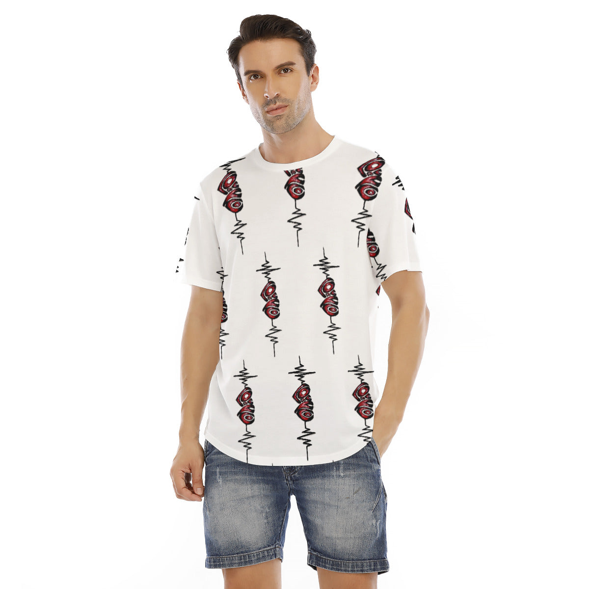 All-Over Print Men's Short Sleeve Rounded Hem T-shirt
