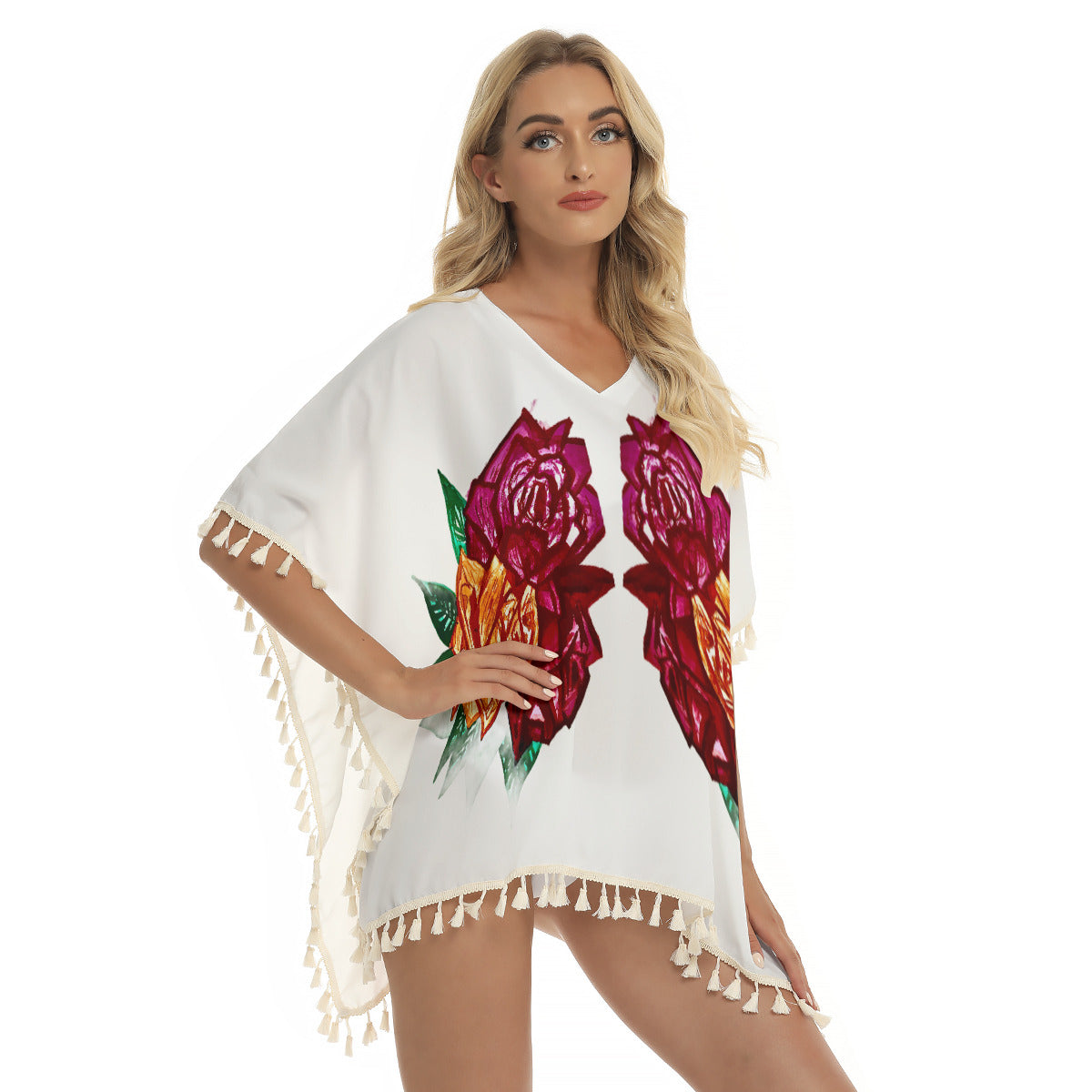 All-Over Print Women's Square Fringed Shawl