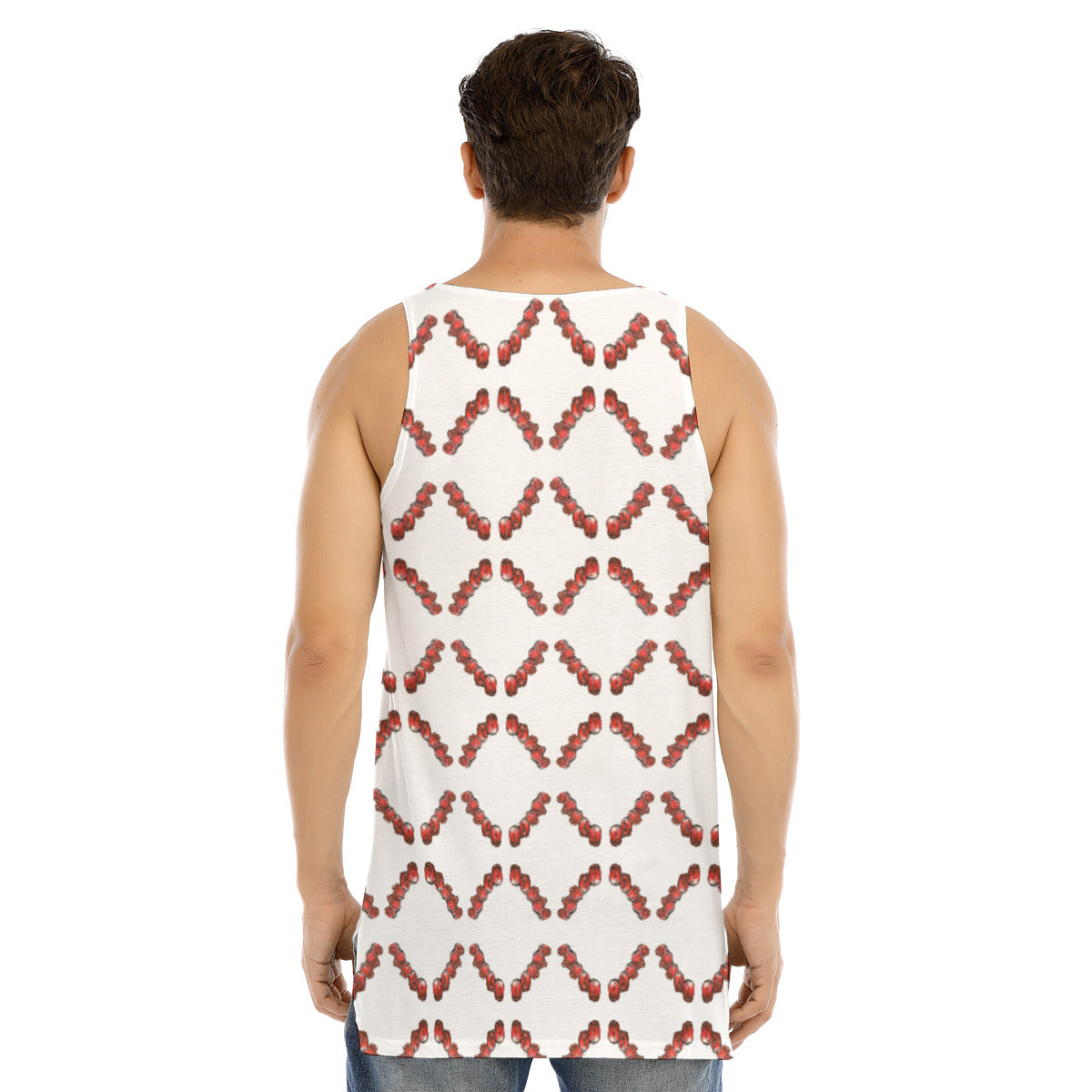 All-Over Print Men's Curved Hem Long Tank Top