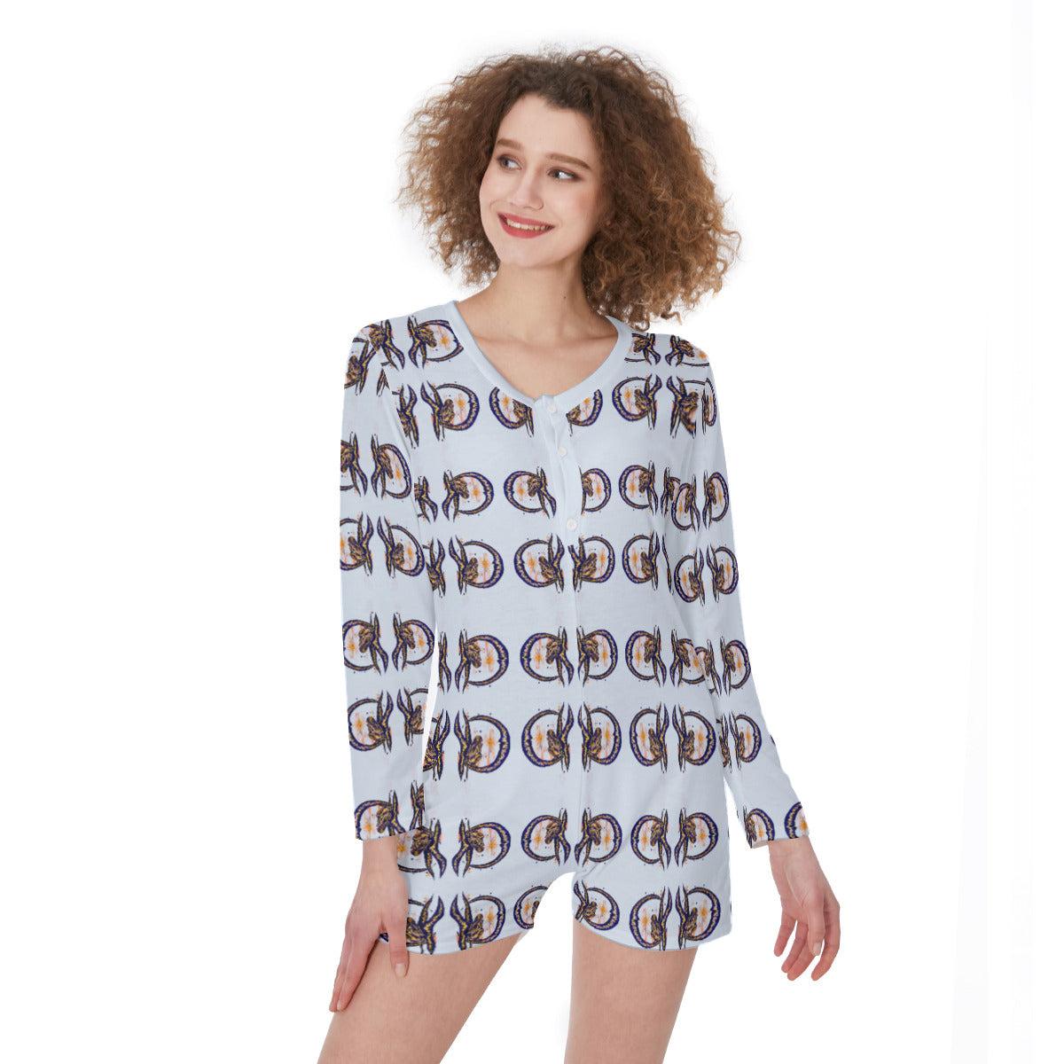 All-Over Print One-Piece Women's Pajamas