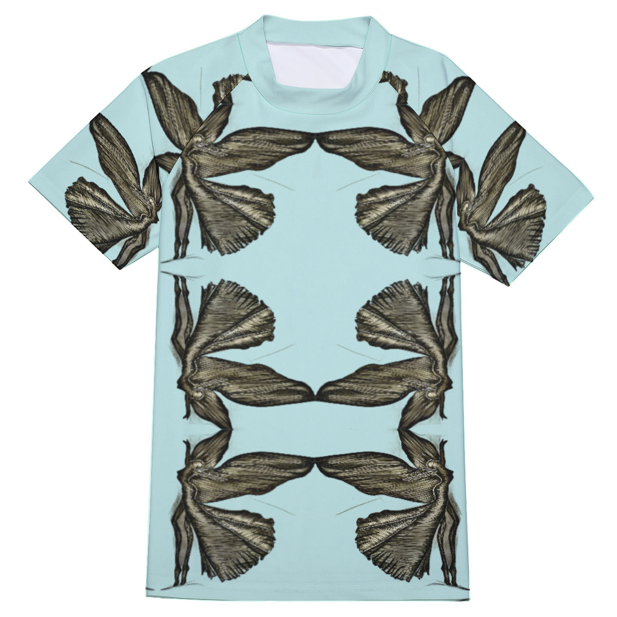 All-Over Print Men's Tight Surf Clothing With Half Sleeves