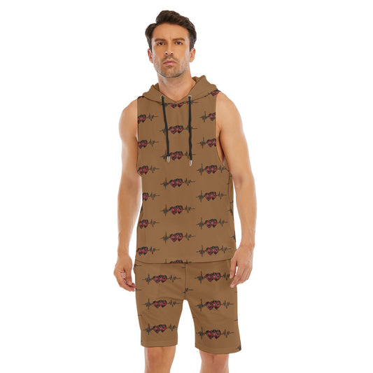 All-Over Print Men's Sleeveless Vest And Shorts Set