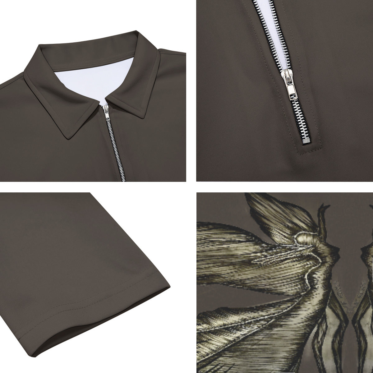 All-Over Print Men's Lapel T-shirt With Neckline Zipper Closure