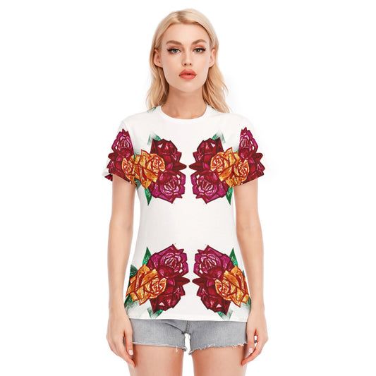 All-Over Print Women's Round Neck T-Shirt | 190GSM Cotton