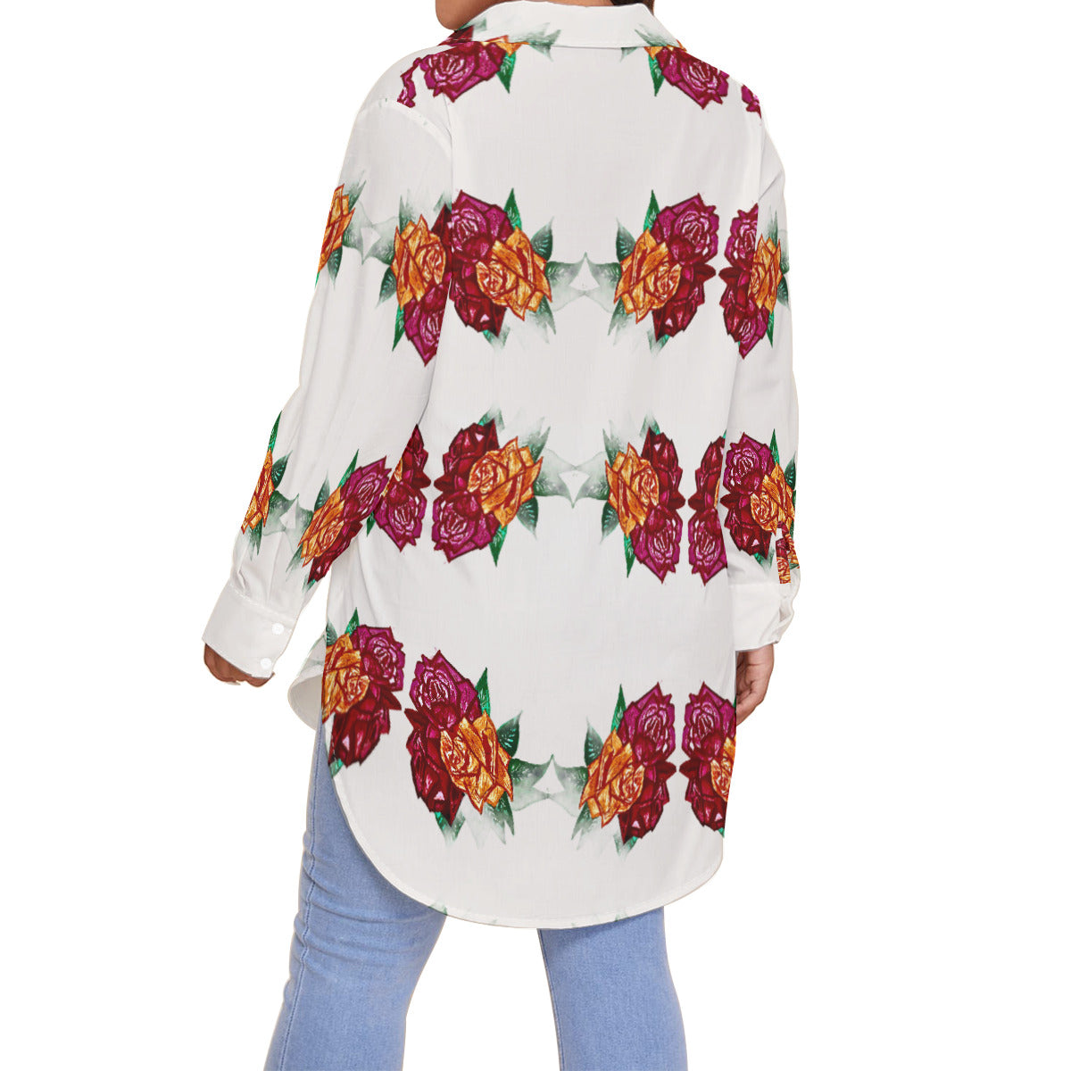 All-Over Print Women's Shirt With Long Sleeve(Plus Size)