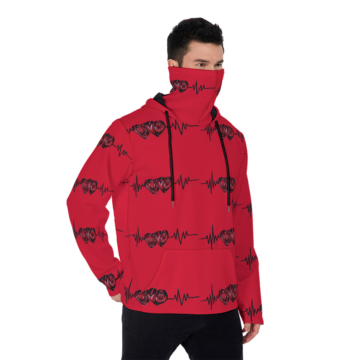 All-Over Print Men's Pullover Hoodie With Mask