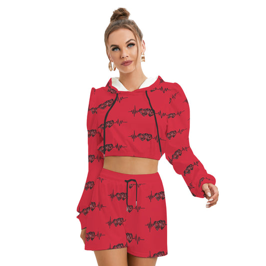All-Over Print Women's Mirco Fleece Hoodie And Shorts Set