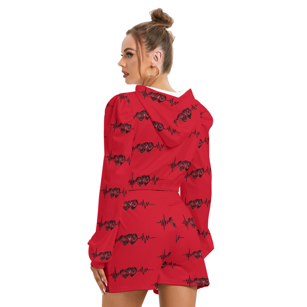 All-Over Print Women's Mirco Fleece Hoodie And Shorts Set