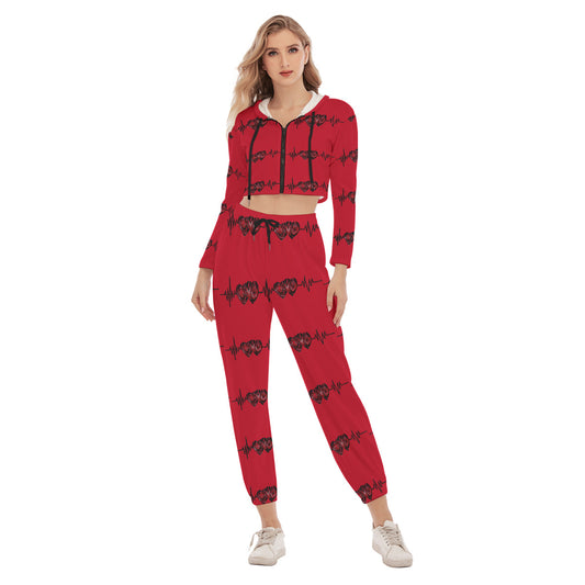 All-Over Print Women's Crop Hoodie Sports Set