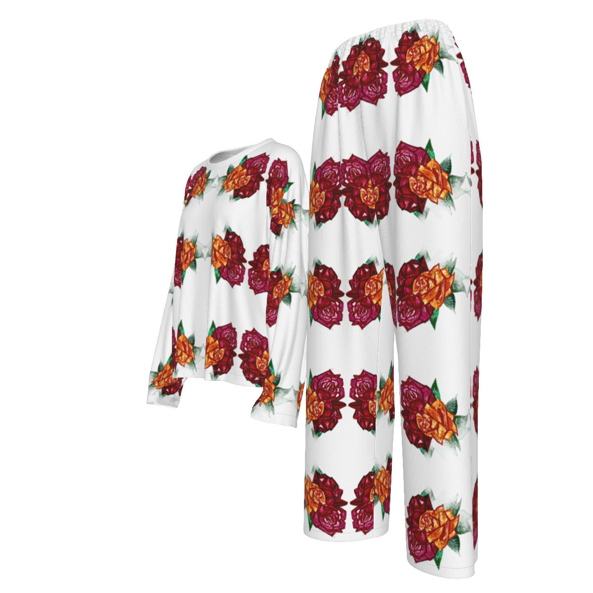 All-Over Print Women's Casual Long-Sleeves Trouser Suit