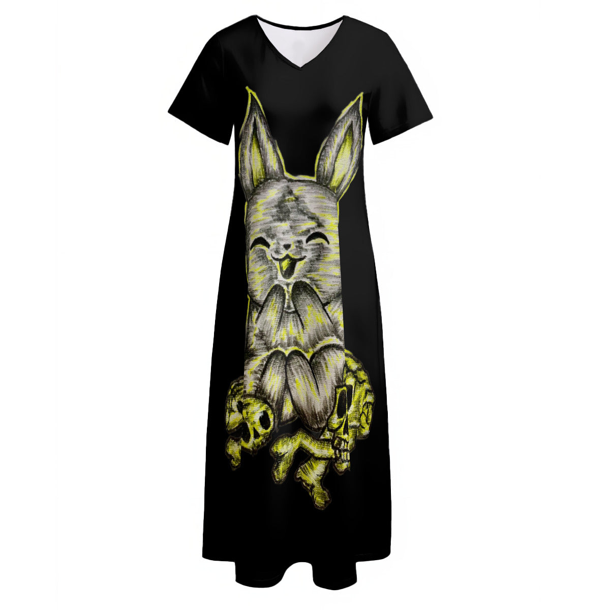All-Over Print Women's V-neck Dress With Side Slit
