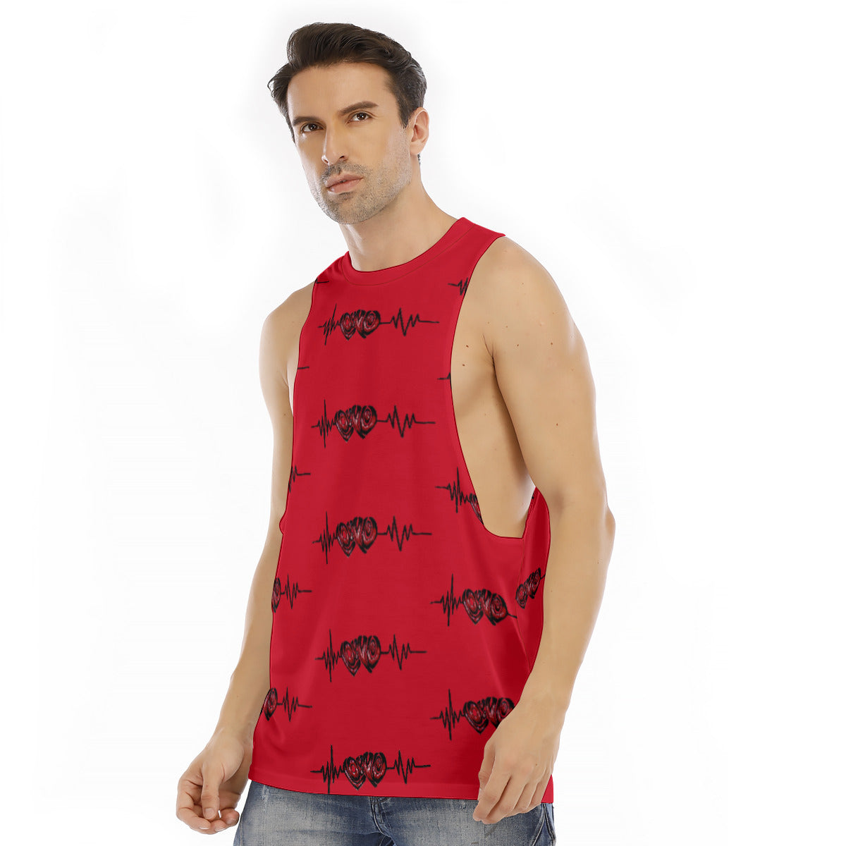 All-Over Print Men's O-neck Long Tank Top