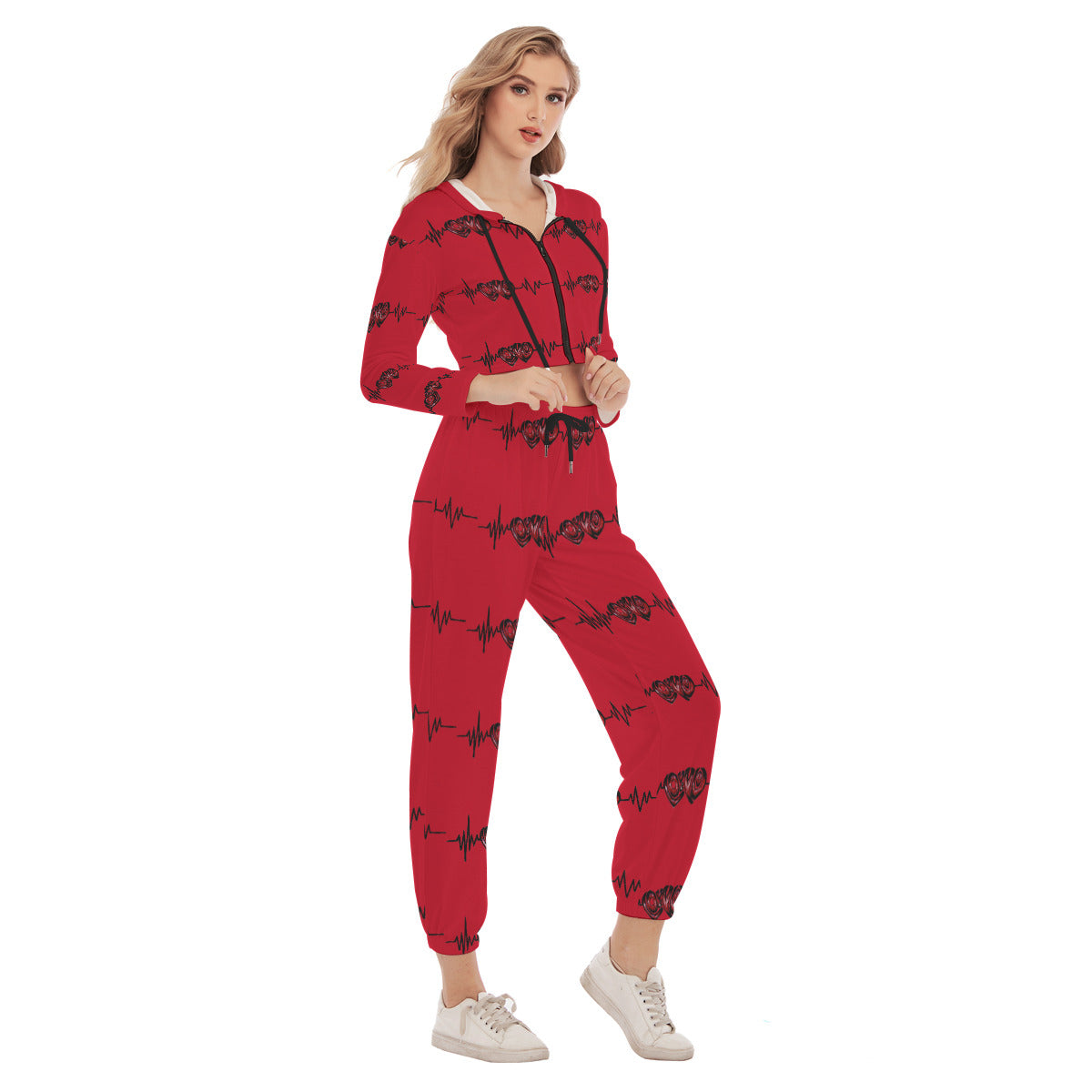 All-Over Print Women's Crop Hoodie Sports Set