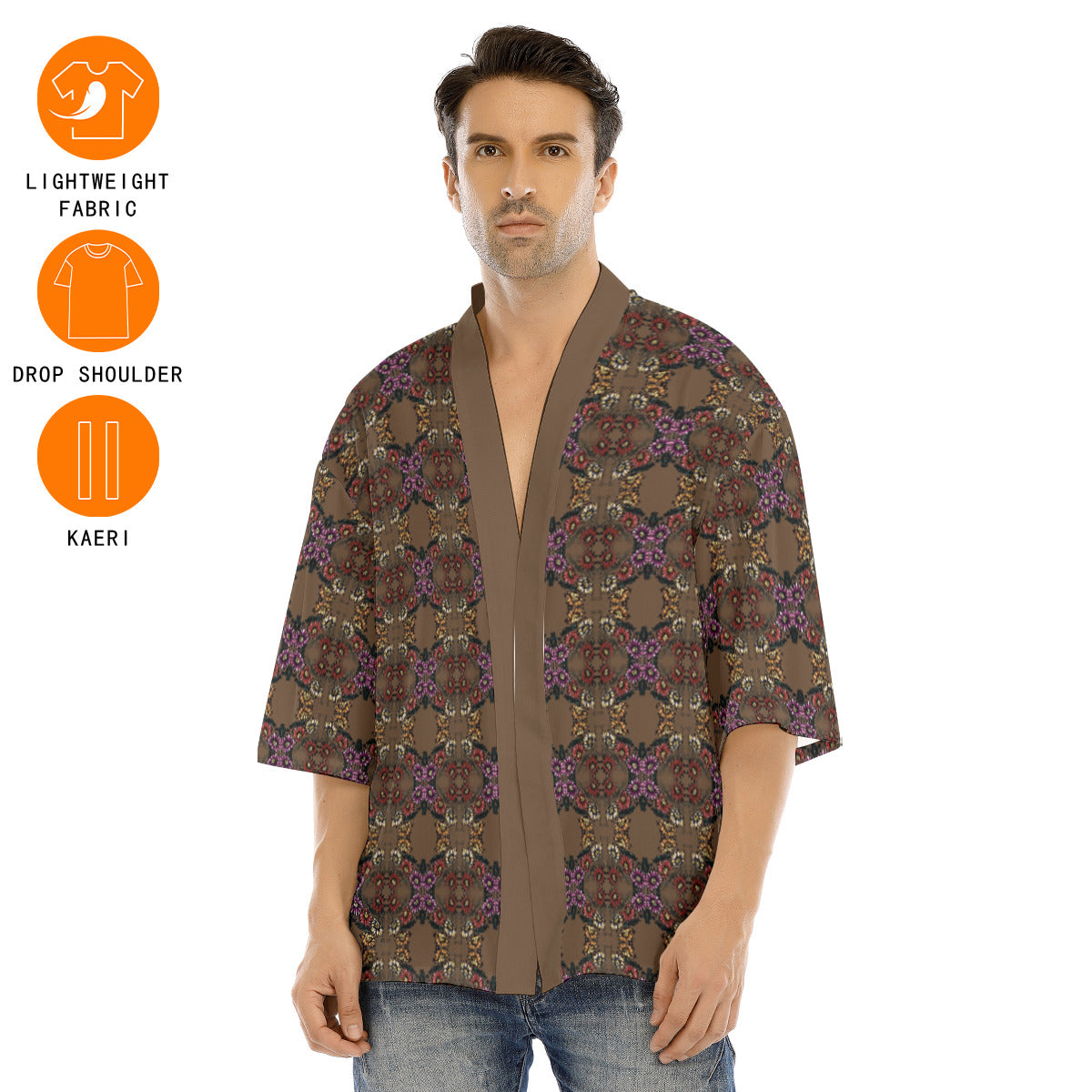 All-Over Print Men's Drop-shoulder Short Coat