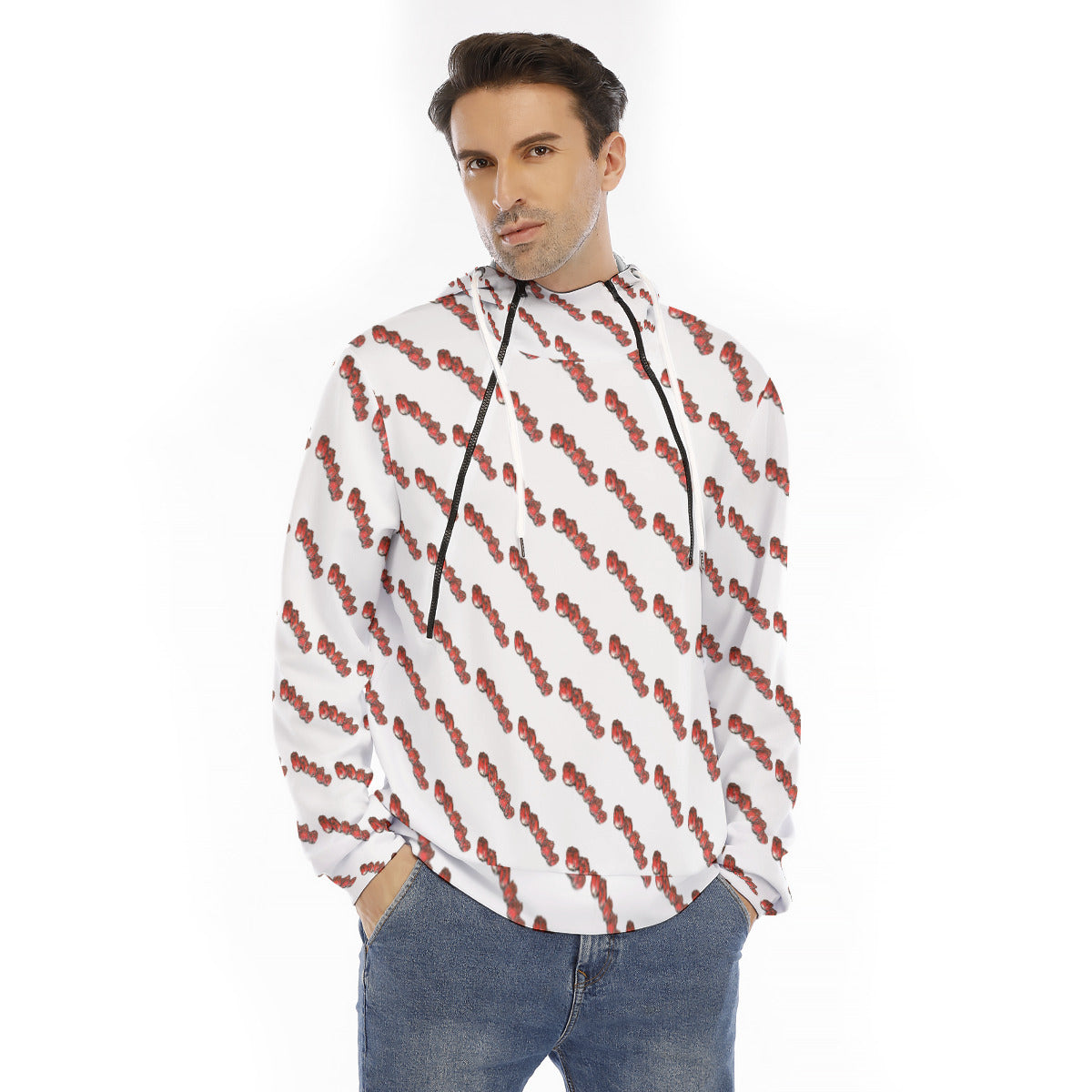 All-Over Print Men's Hoodie With Placket Double Zipper