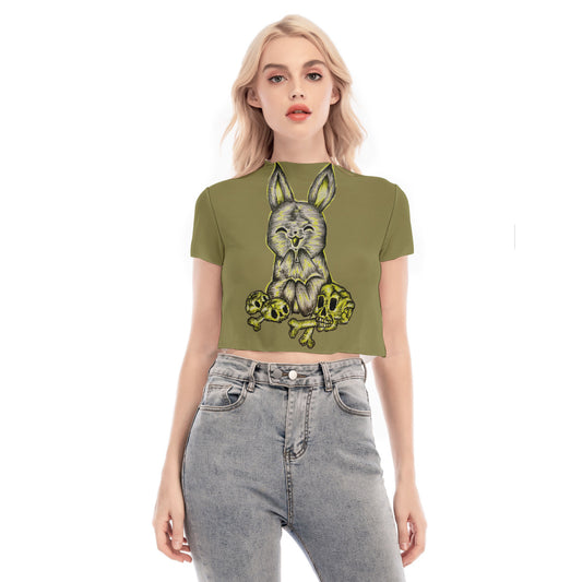 All-Over Print Women's Short Sleeves Mesh Crop Top