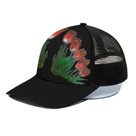 Unisex Trucker Hat With Black Half-mesh