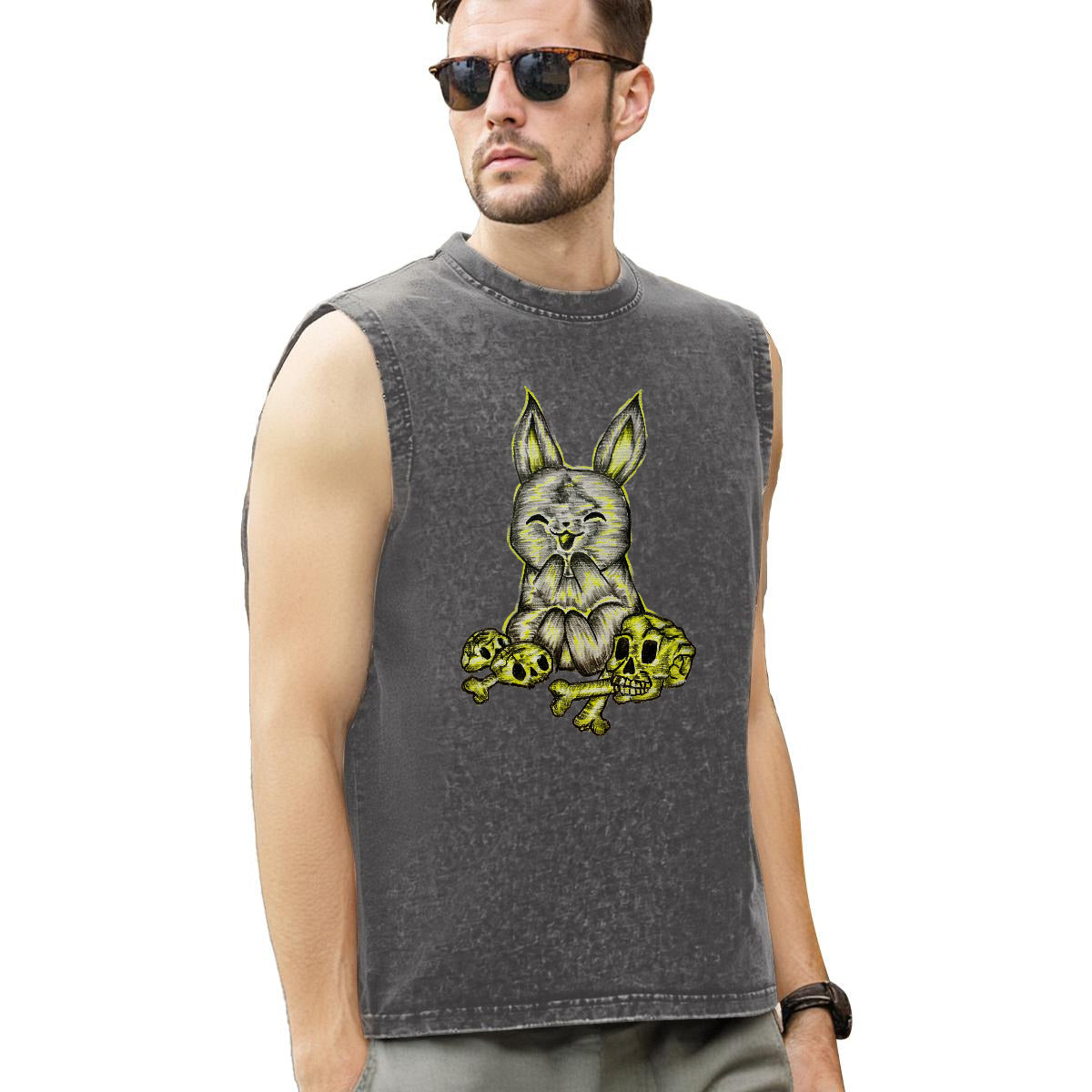 Washed Cotton Sleeveless T-ShirtFor the USA|210GSM Cotton DTF