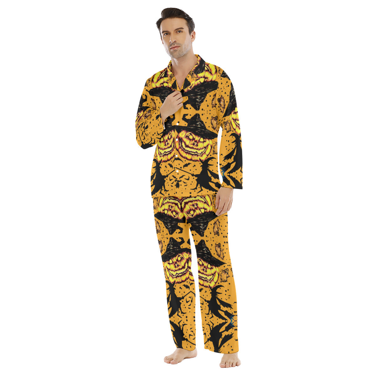 All-Over Print Men's Lapel Pajama Set