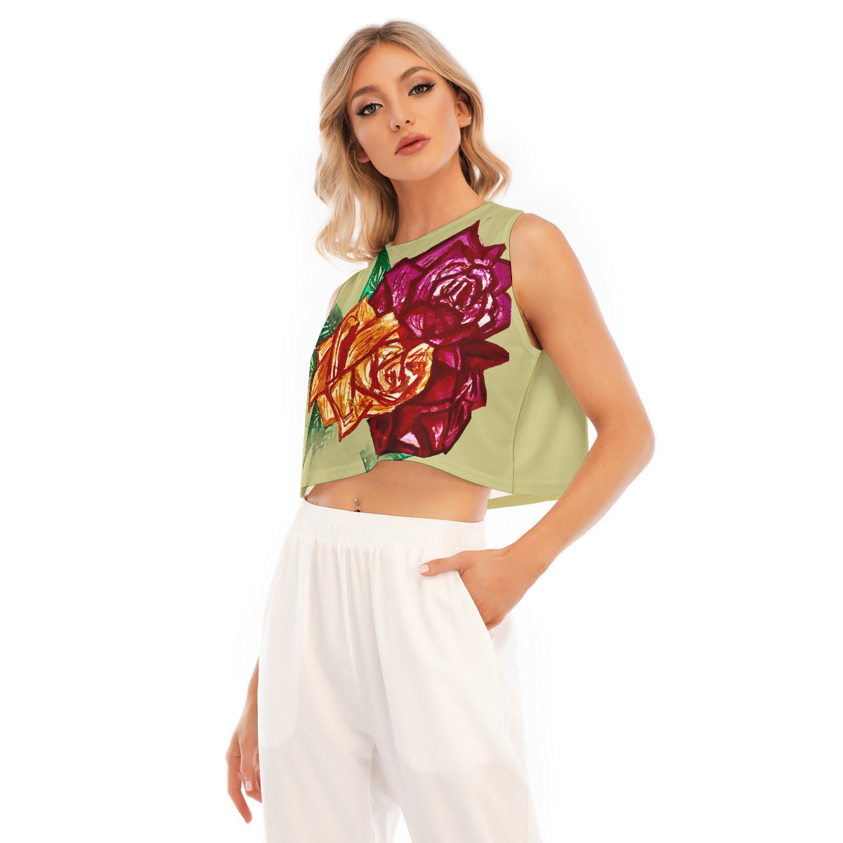 All-Over Print Women's Sleeveless Cropped Top