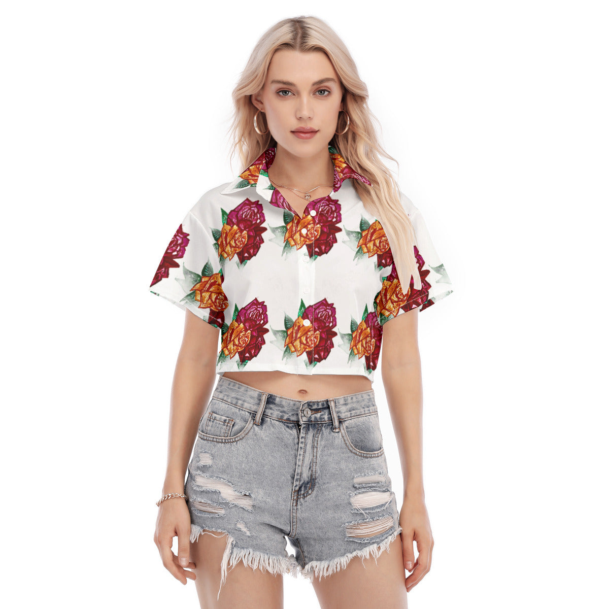 All-Over Print Women's Cropped Shirt