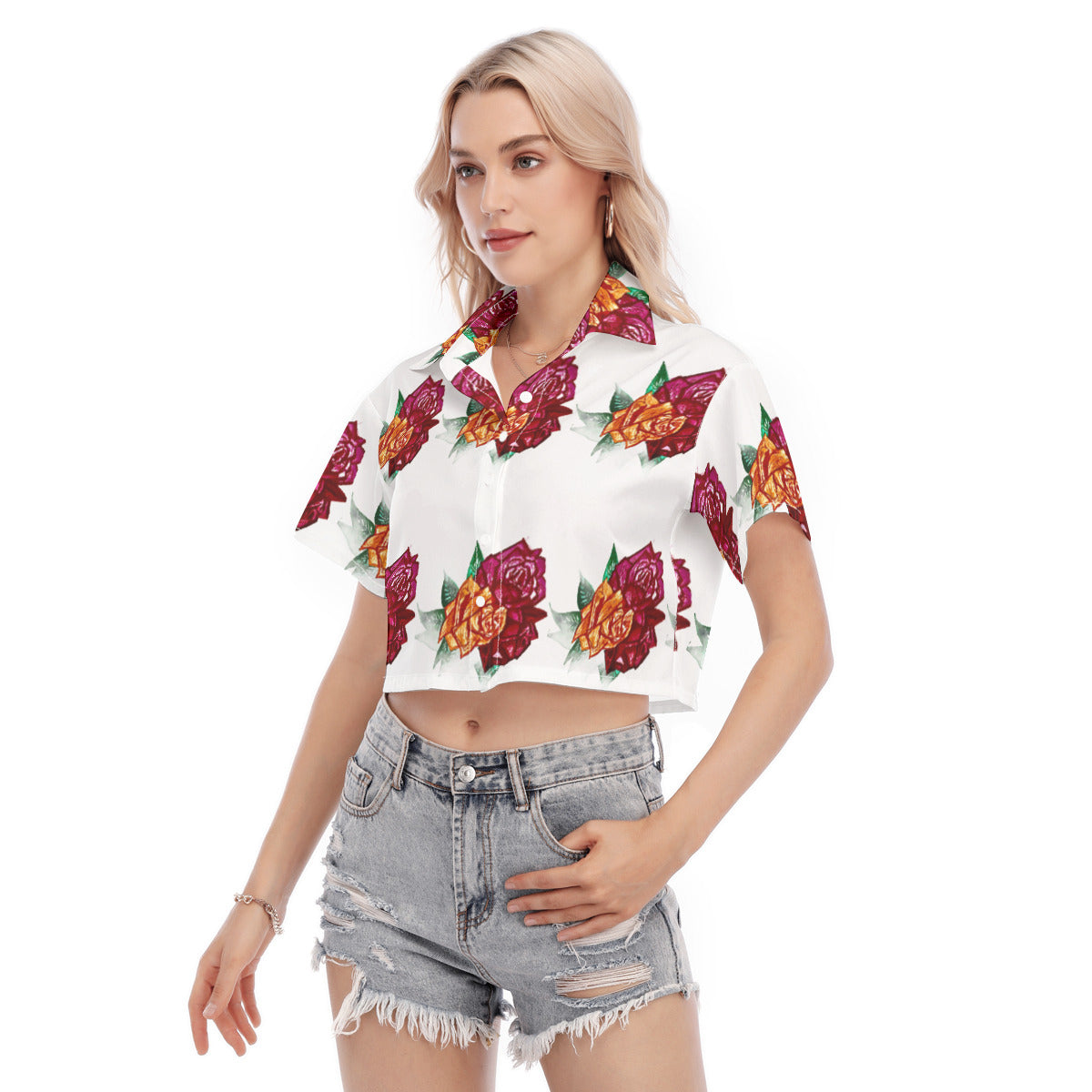 All-Over Print Women's Cropped Shirt