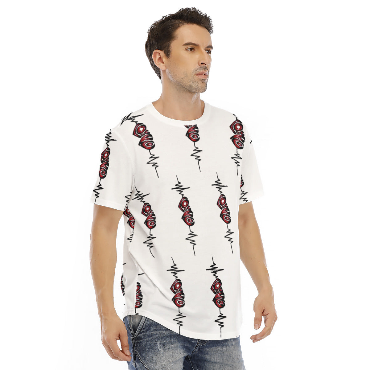 All-Over Print Men's Short Sleeve Rounded Hem T-shirt