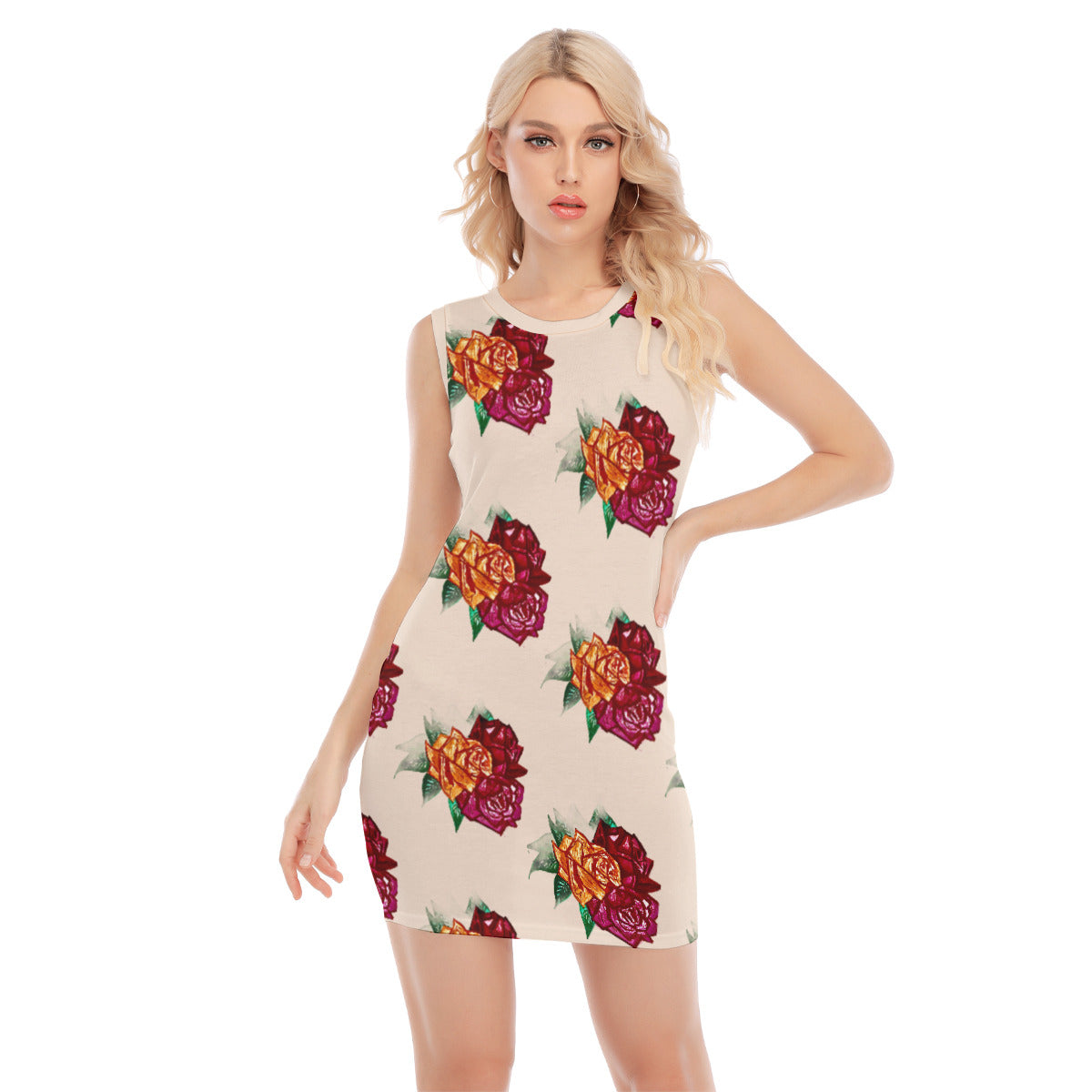 All-Over Print Women's O-neck Sleeveless Hip Skirt