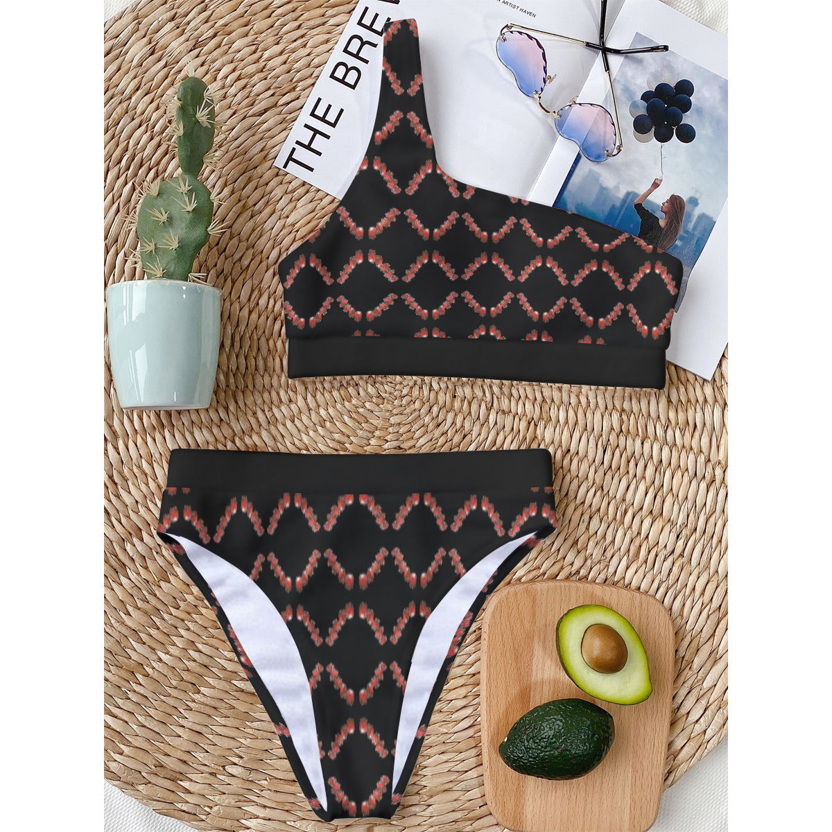 All-Over Print Women's Bikini With Single Shoulder
