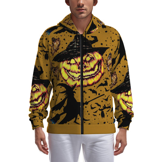 All-Over Print Zip Up Hoodie With Pocket