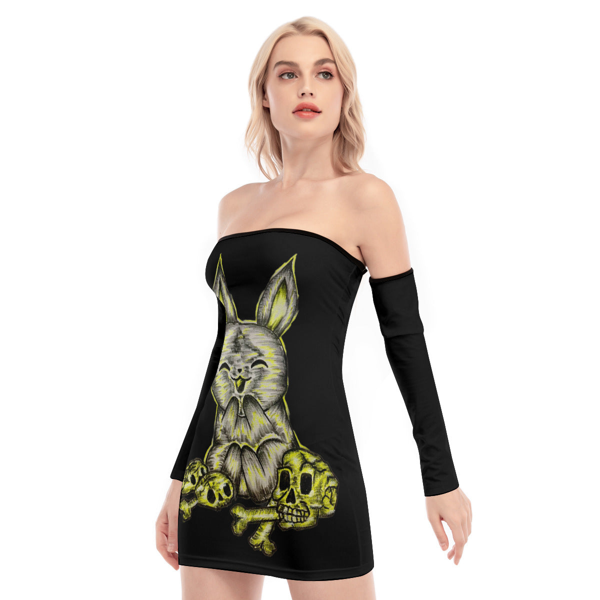 All-Over Print Women's Off-shoulder Back Lace-up Dress