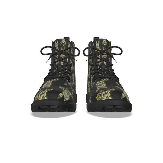 All-Over Print Women's Martin Short Boots With Black Bottom