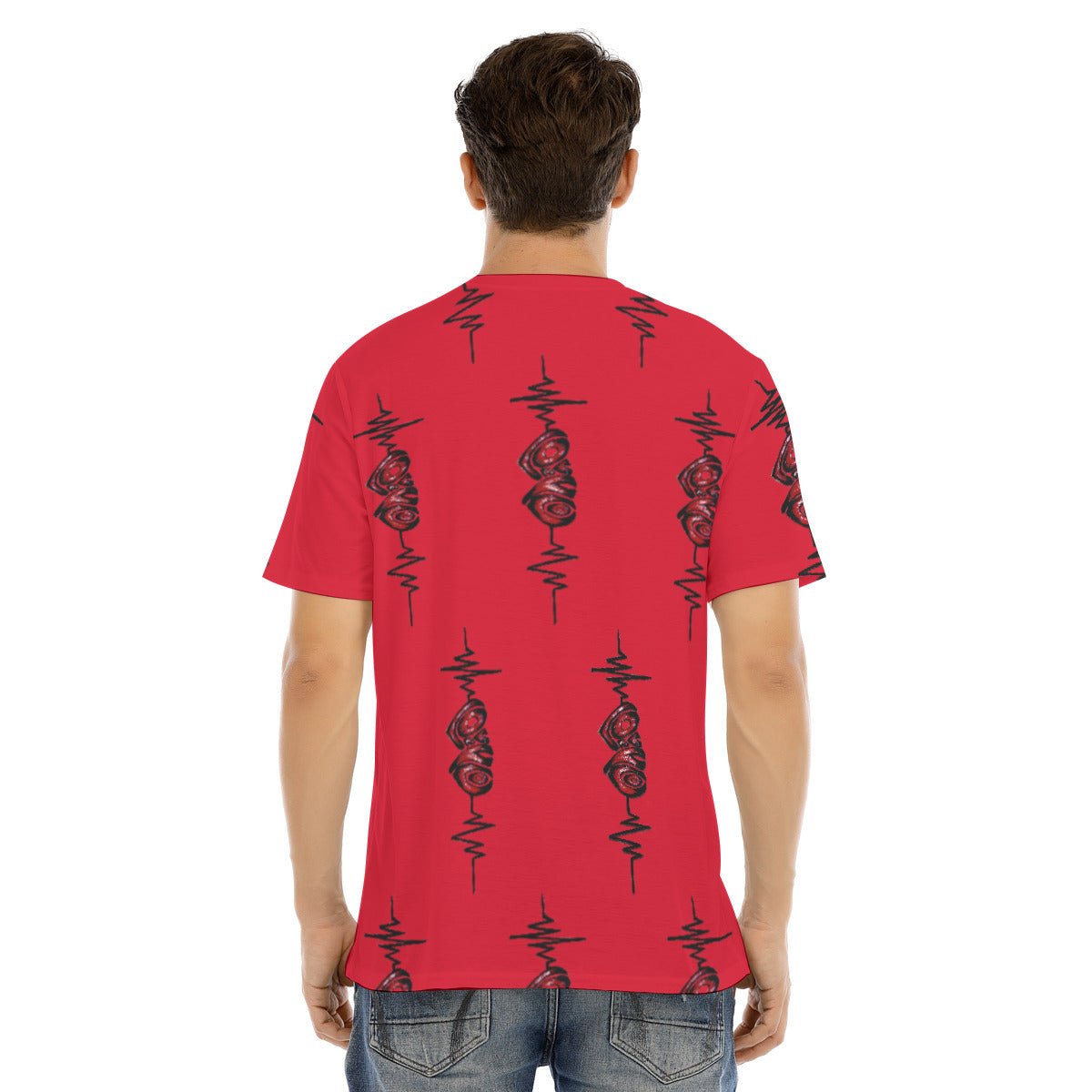 All-Over Print Men's Short Sleeve T-shirt With Button Closure
