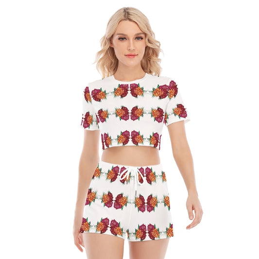 All-Over Print Women's O-neck T-shirt Shorts Suit
