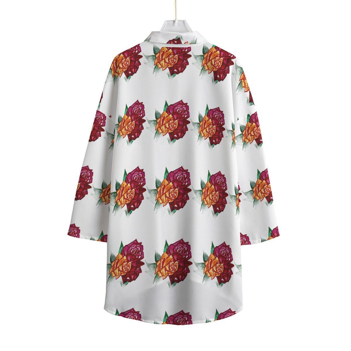 All-Over Print Women's Chiffon Shirt With Elbow Sleeve