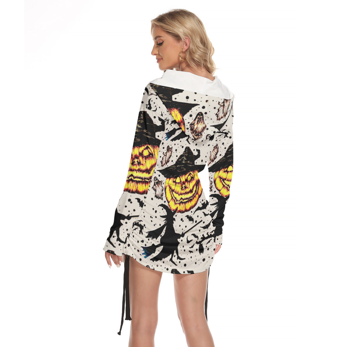 All-Over Print Women's One-shoulder Dress With Waist Shirring