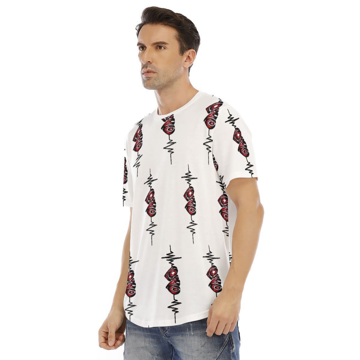 All-Over Print Men's Short Sleeve Rounded Hem T-shirt