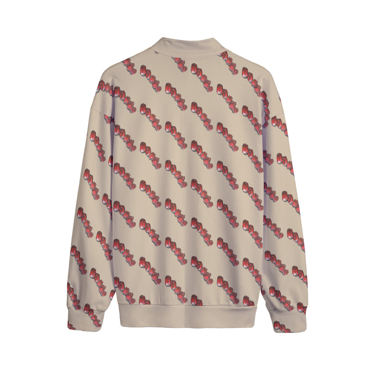 All-Over Print Men's Stand-up Collar Sweater With Zipper Closure