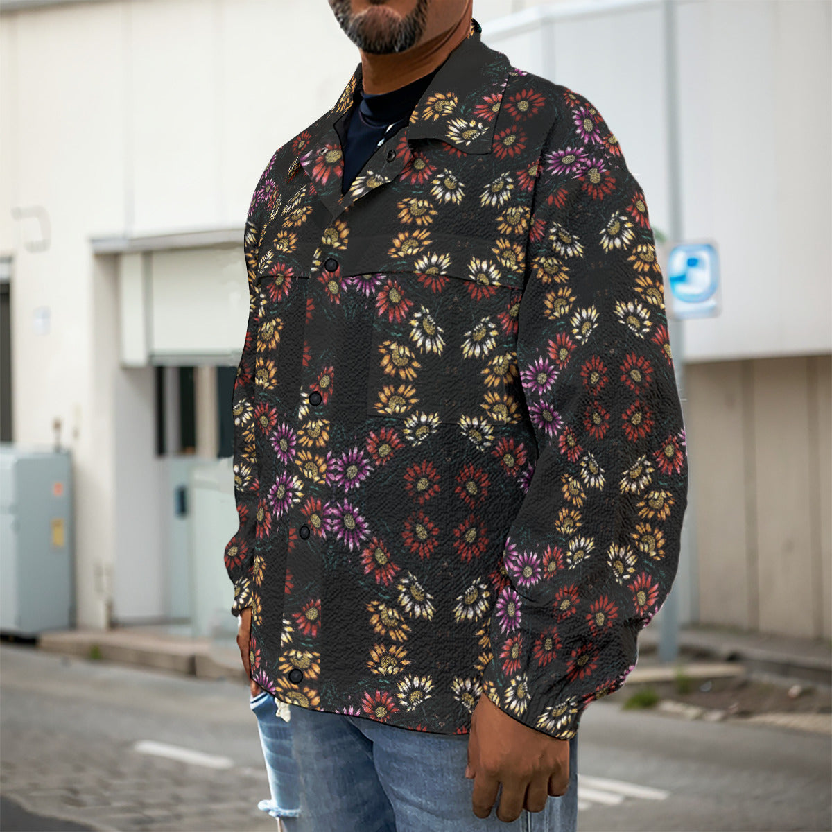 All-Over Print Men's Casual Lapel Jacket