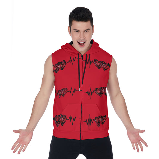 All-Over Print Men's Zipper-Up Sleeveless Hoodie