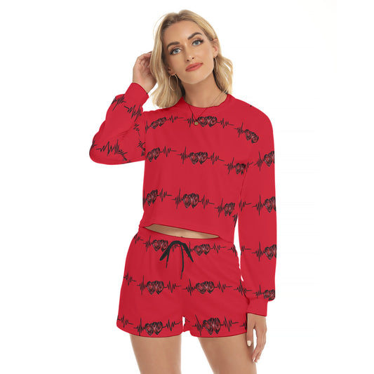 All-Over Print Women's Short Sweatshirt And Pants Suit
