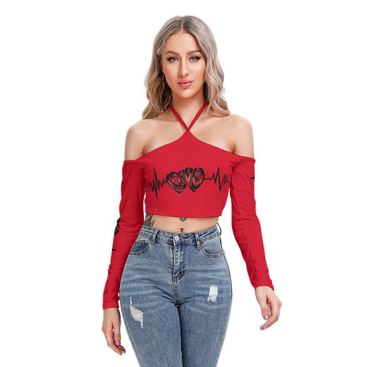 All-Over Print Women's Halter Lace-up Top