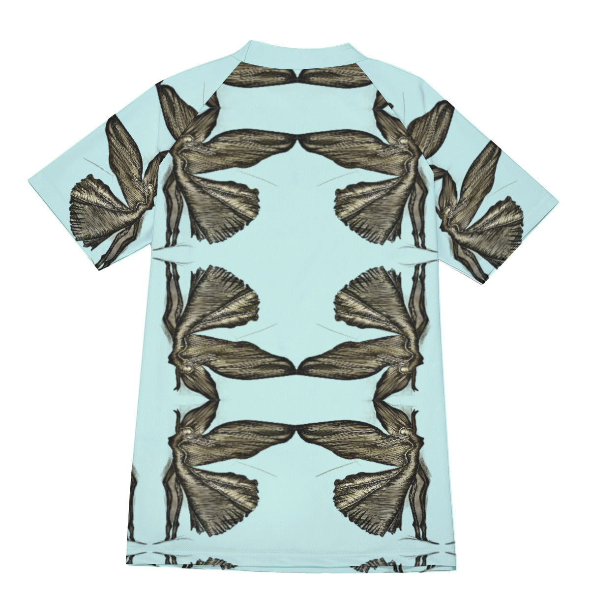 All-Over Print Men's Tight Surf Clothing With Half Sleeves