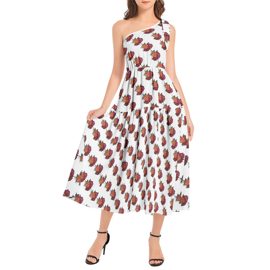 Ruffle Hem One Shoulder Midi Dress