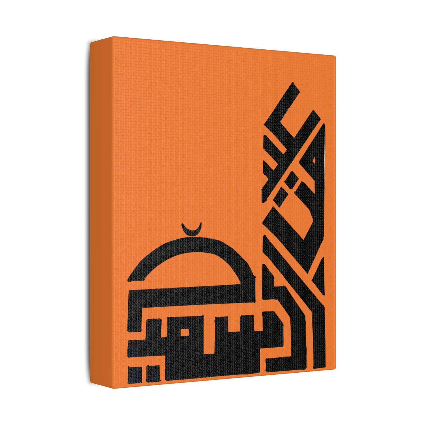 Modern Islamic Art Canvas - Orange Stretched Satin Print | Home Decor for Celebrations