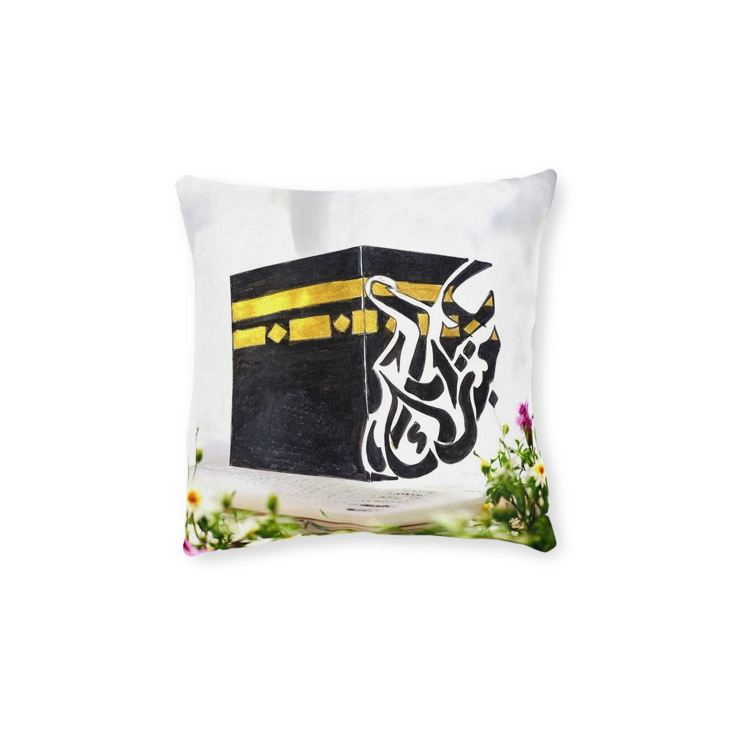 Kaaba Calligraphy Square Pillow – Islamic Ramadan Decor Cushion