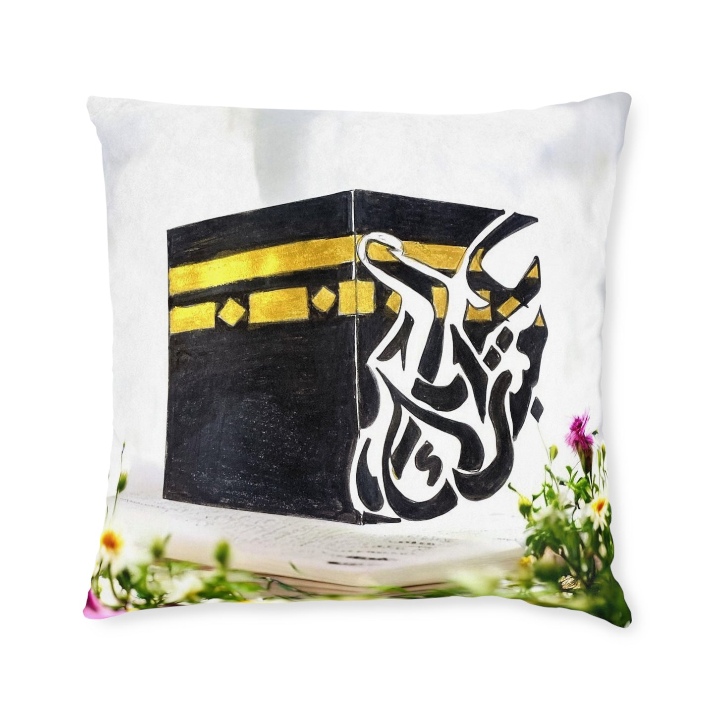 Kaaba Calligraphy Square Pillow – Islamic Ramadan Decor Cushion