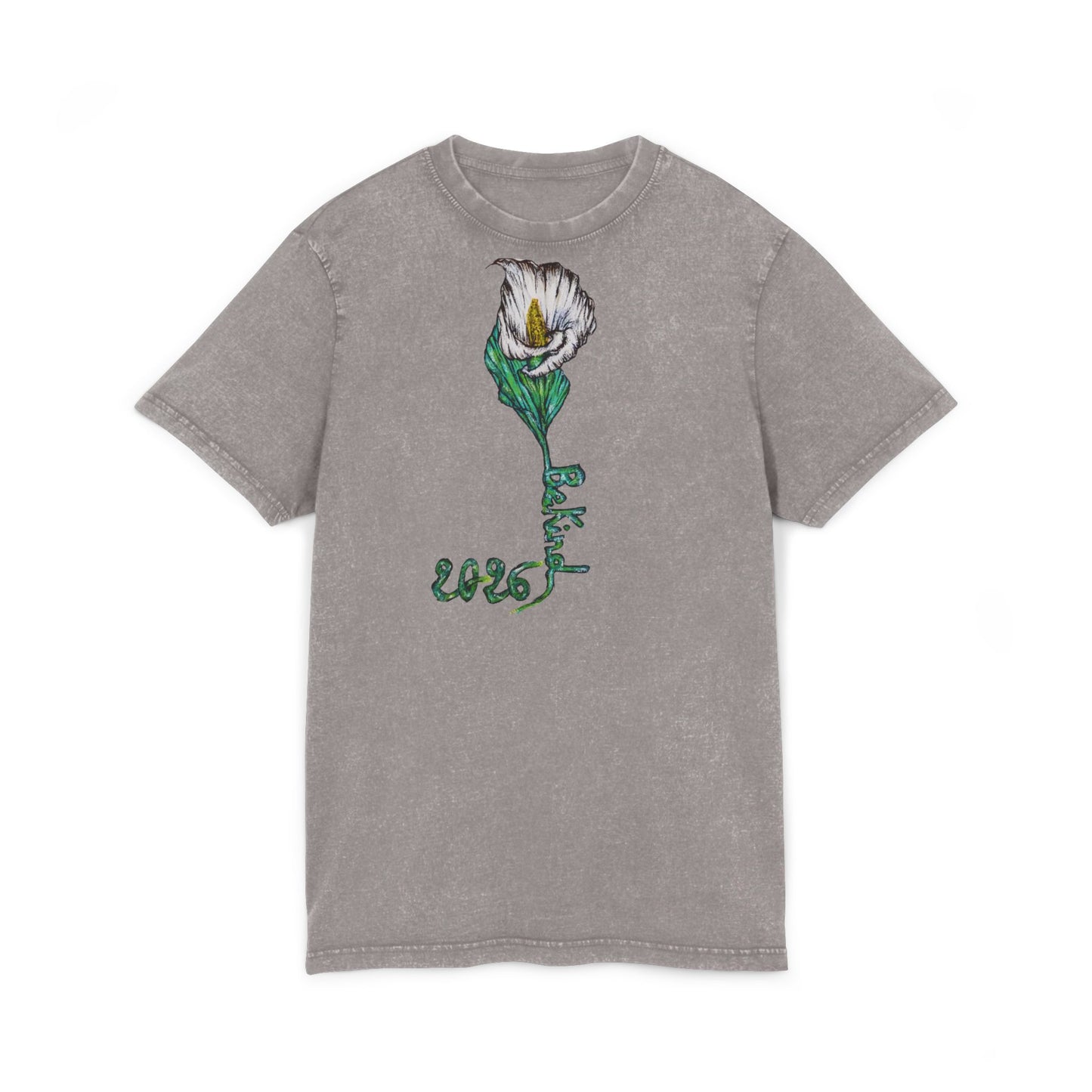 Acid Washed Floral Tee - Vintage Style Graphic T-Shirt for Casual Wear
