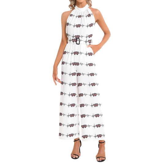 Halter Neck Buckle Belted Jumpsuit